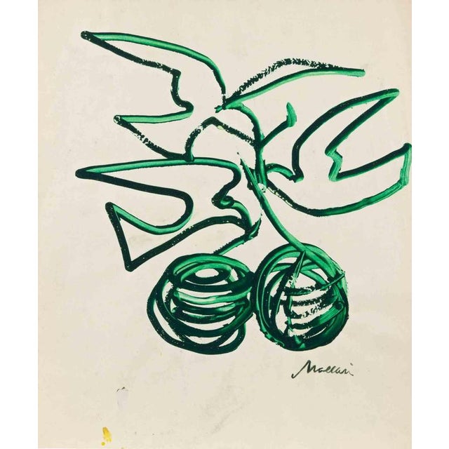 Oil on paper. Hand signed lower right. Very good condition. This piece is attributed to the mentioned designer/maker. It...