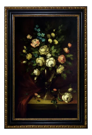 Salvatore Marinelli, Still Life with Flowers, 1980s, Oil on Canvas, Framed