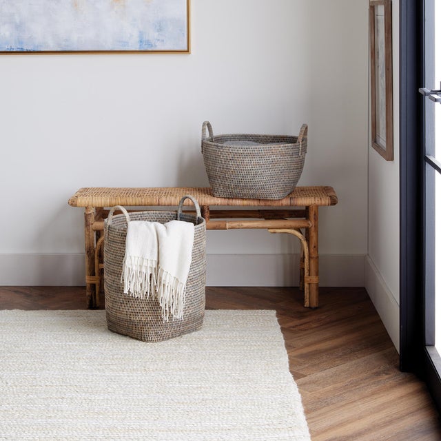 Transitional Burma Rattan Orchard Baskets, Set Of 2 For Sale - Image 3 of 5