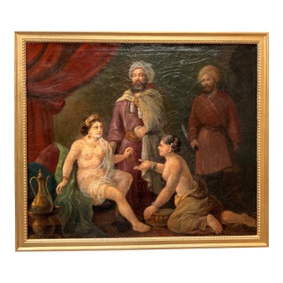 Antique Orientalist Royal Court Scene Oil Painting Signed Framed 19th Century For Sale