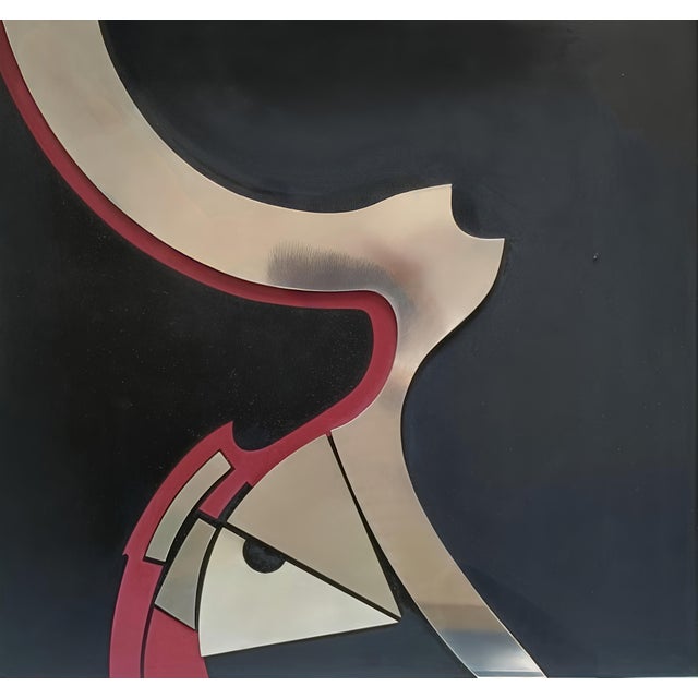 Mid-Century Modern Enrico Nicu, Struttura Spaziale, 1970s, Screen Printing on Steel For Sale - Image 3 of 8