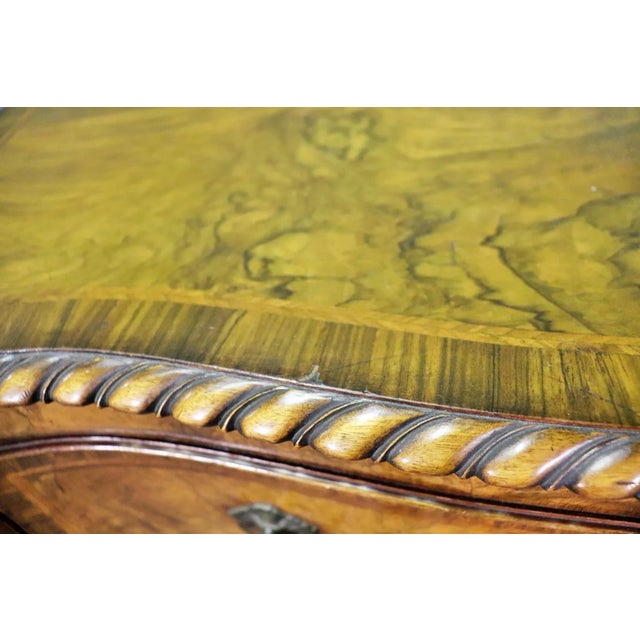 Brown Burled Walnut Small Size English Georgian Buffet Server Circa 1920 For Sale - Image 8 of 12