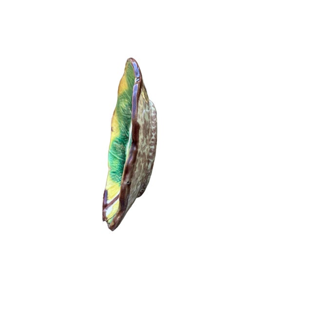 Green Majolica Antique 19th Century Grape Leaf Plate For Sale - Image 8 of 14