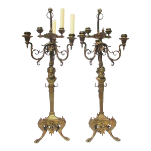 Bronze Herm Candelabra of Hercules 1860s - A Pair of 2