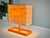 Mid-Century Modern Vintage Italian Postmodern Style Orange Table Lamb With Rectangular Cork Lamp Shade in Style of Memphis Milano Modernist Design For Sale - Image 3 of 12