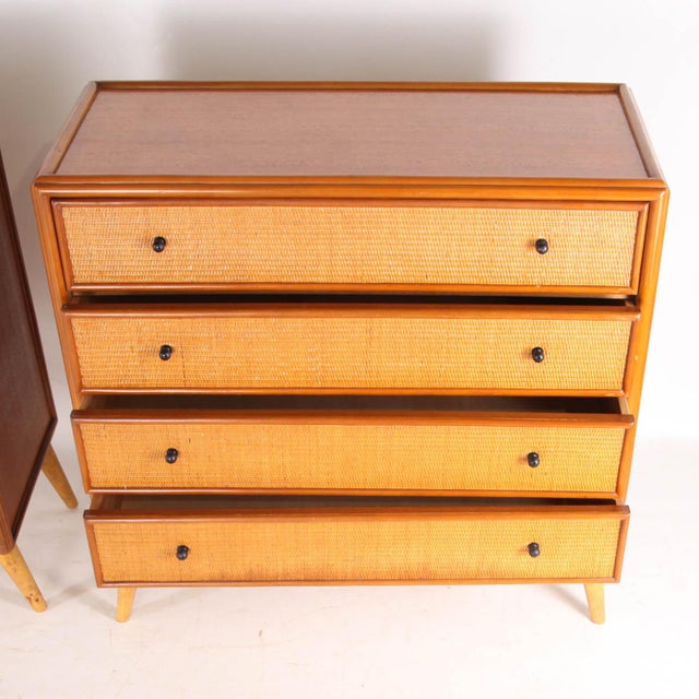 1970s Raffia and Wood Chests of Drawers, 1970s, Set of 2 For Sale - Image 5 of 18