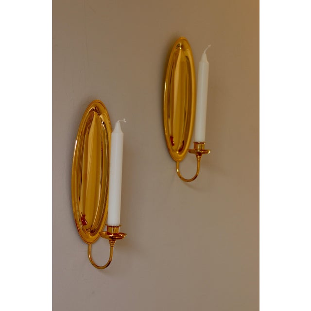 Mid-Century Modern Swedish 24k Gold Plated Candleholder Sconces from Scandia, Set of 2 For Sale - Image 4 of 7