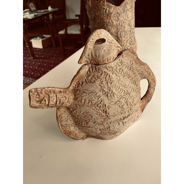 Vintage Handmade Pottery Teapot and Vase Set- 2 Pieces For Sale In New York - Image 6 of 7