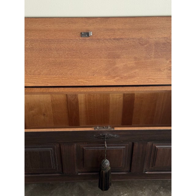 Wood 1800s Antique English Oak Coffer Blanket Chest For Sale - Image 7 of 8