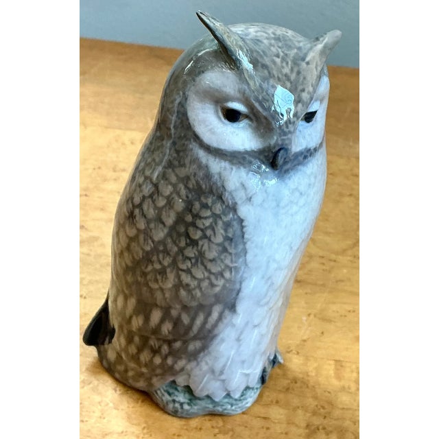 Crafted by Royal Copenhagen in Denmark, this vintage porcelain owl figurine (#2999) showcases exquisite Danish ceramic...