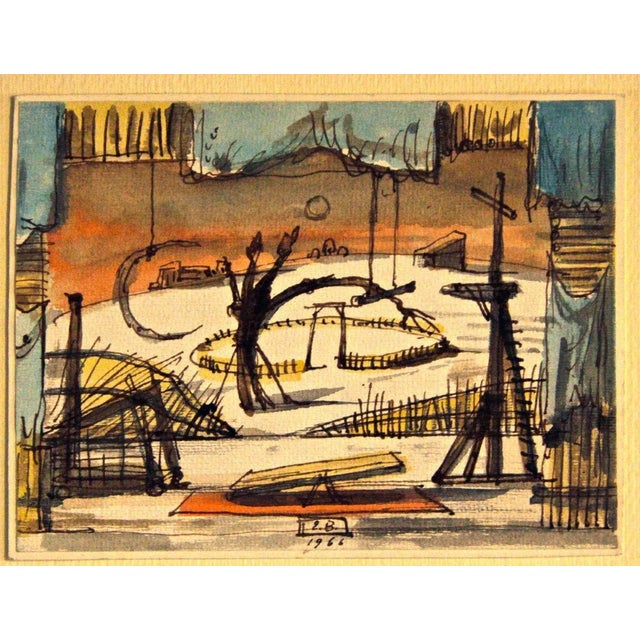 Hand signed with the artist's monogram. Ink and watercolor on cardboard. Passepartout included.