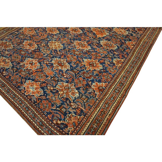 Expressive Antique Turkish Smyrna Oushak Rug in a Navy Background Color With Boho Chic Styles For Sale - Image 12 of 12