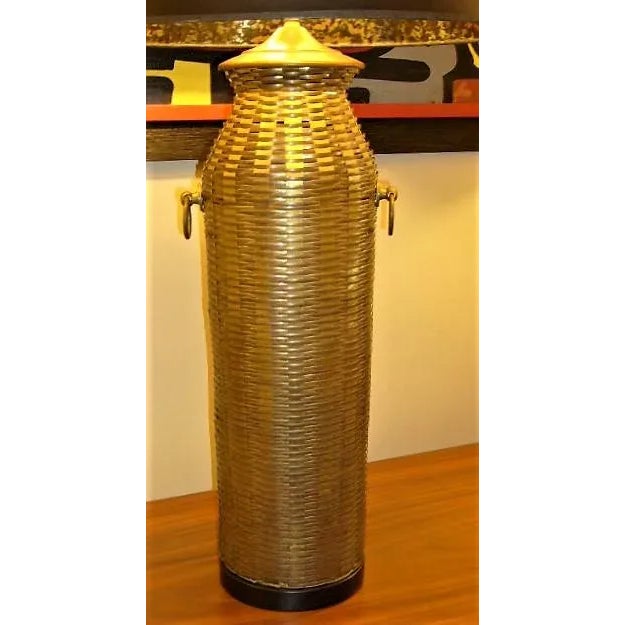 Chapman Manufacturing Company 1976 Modern Chapman Lamp Tall Woven Brass Vase Shaped Table Lamp For Sale - Image 4 of 12