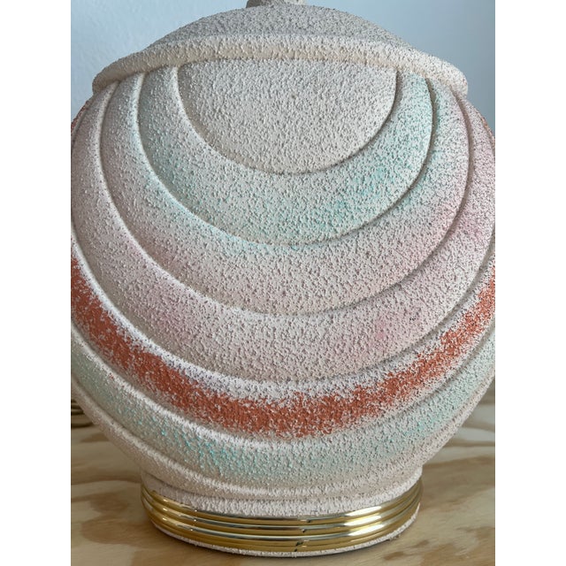 1970s Vintage Art Deco Style Lamp in Rainbow Muted Hues - a Pair For Sale - Image 5 of 12
