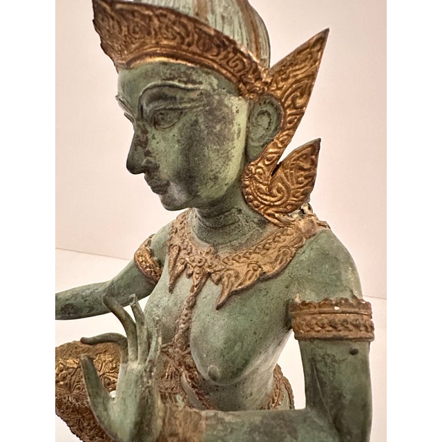 Asian Large Bronze Gilt Figure on a Base For Sale - Image 3 of 11
