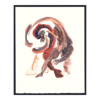 1963 Dalí Divine Comedy Engraving Purgatoire Chant 18 "Les Paresseux" (The Slothful) For Sale
