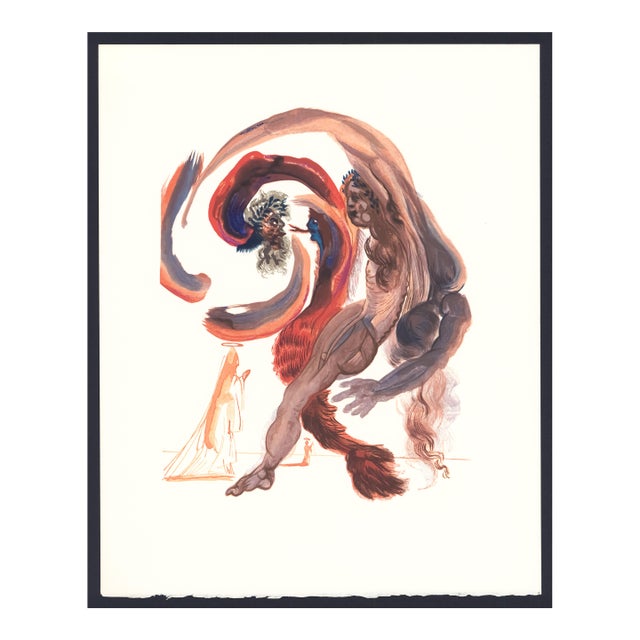 1963 Dalí Divine Comedy Engraving Purgatoire Chant 18 "Les Paresseux" (The Slothful) For Sale