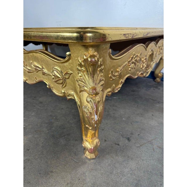 Giltwood Rococo Coffee Table With Antiqued Mirrored Top For Sale - Image 10 of 17