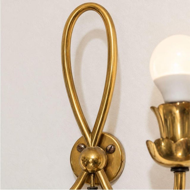 Mid 20th Century Mid-Century Modern Brass Wall Lights by Angelo Lelii for Arredoluce, 1940s, Set of 2 For Sale - Image 5 of 9