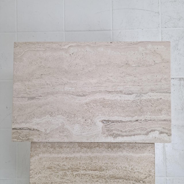 Italian Grooved Travertine Nesting Tables, 1980s, Set of 3 For Sale - Image 17 of 18