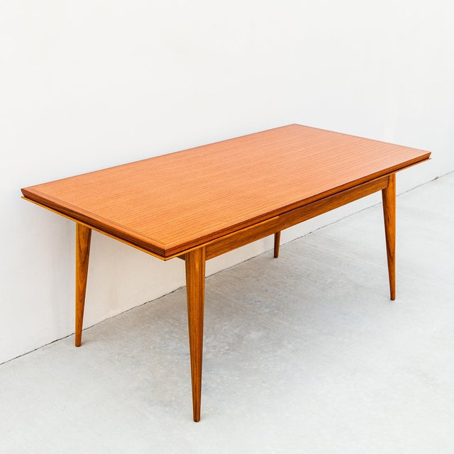 Restored 1950s French Mid Century Modern Mahogany Extension Dining Table For Sale - Image 13 of 15
