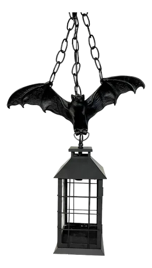 Gothic Style Bronze & Iron Bat Motif Lantern