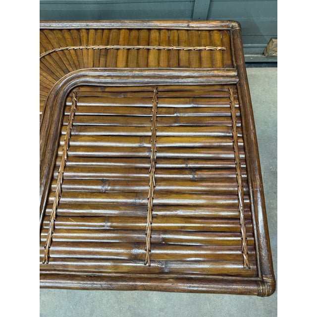 1970s Bamboo Rising Sun Square Coffee Table For Sale - Image 9 of 12