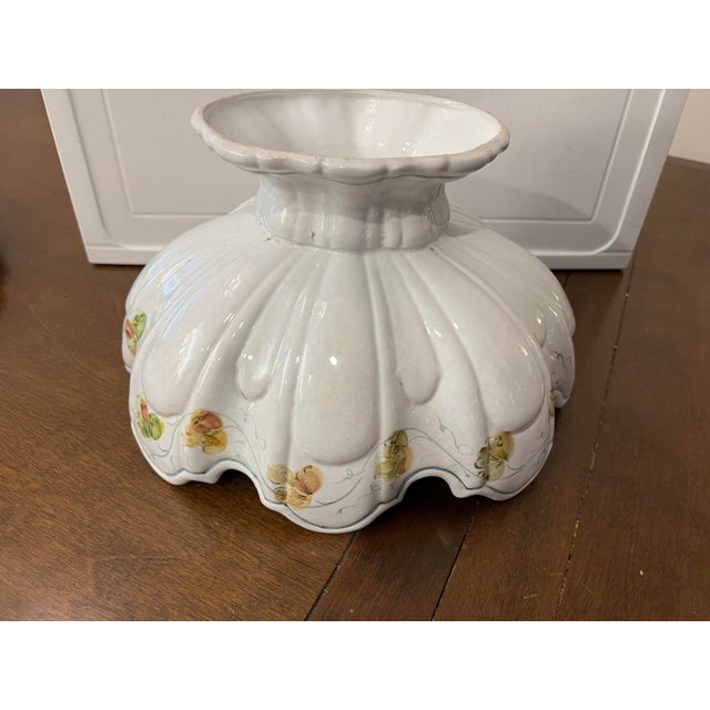 Green Vintage Italian Ceramic Footed Punch Bowl & Platter -2pc For Sale - Image 8 of 10