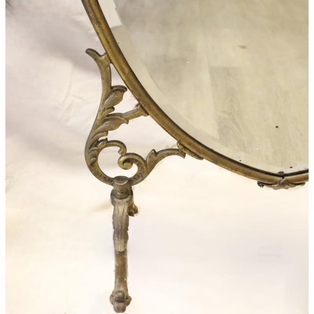 Late 19th Century Antique French Rococo Gilt Brass Beveled Table Mirror & Fireplace Screen, C. 1890 For Sale - Image 5 of 7