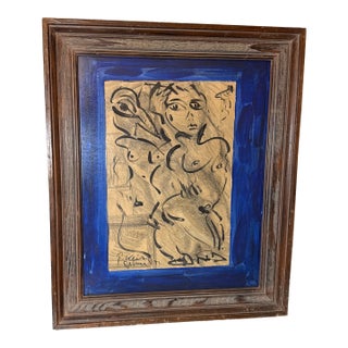 1970s Peter Keil Original Signed Abstract Figurative Painting For Sale