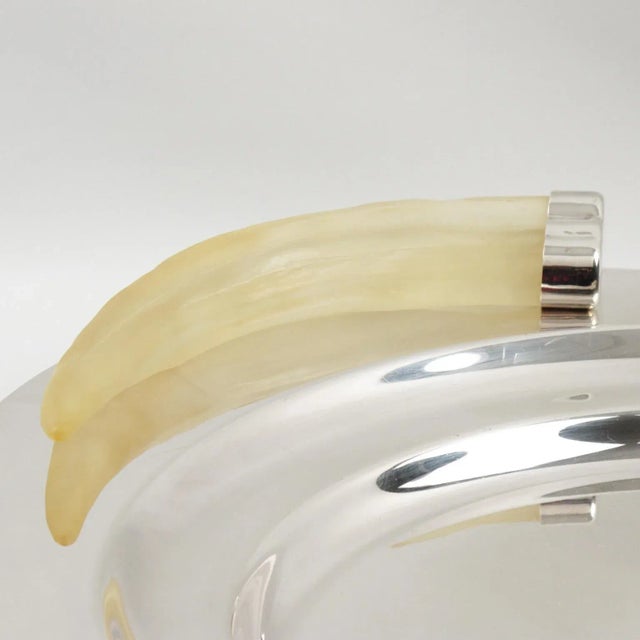 Metal Prata Wolff Silver Plate Platter Tray Centerpiece with Lucite Horn Handles For Sale - Image 7 of 7