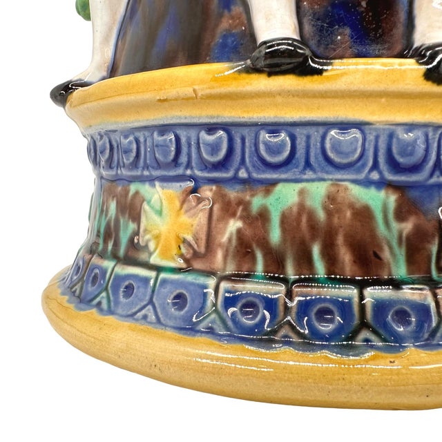 A Minton Majolica Ale Jug With Five Revelers in Medieval Dress, Dated 1862 For Sale - Image 10 of 12