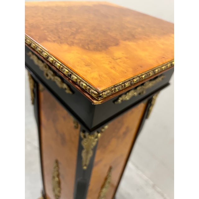 Wood Reproduction Wooden Pedestal With Ormolu, 19th Century French Empire Style For Sale - Image 7 of 12