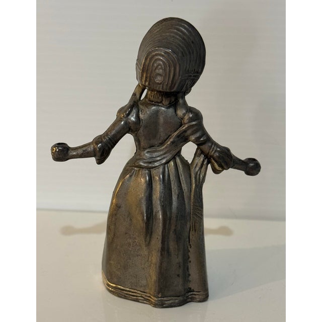Metal Antique 1800s Pewter Little Match Girl Candle Snuffer Hans Christian Andersen For Sale - Image 7 of 12