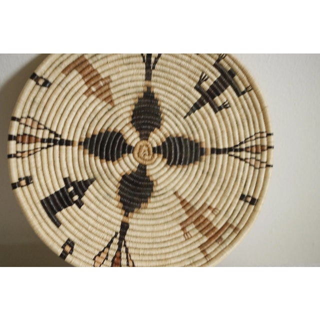 Early 20th C. Coil Basket Plaque With Geometric Figural Motifs For Sale - Image 4 of 13