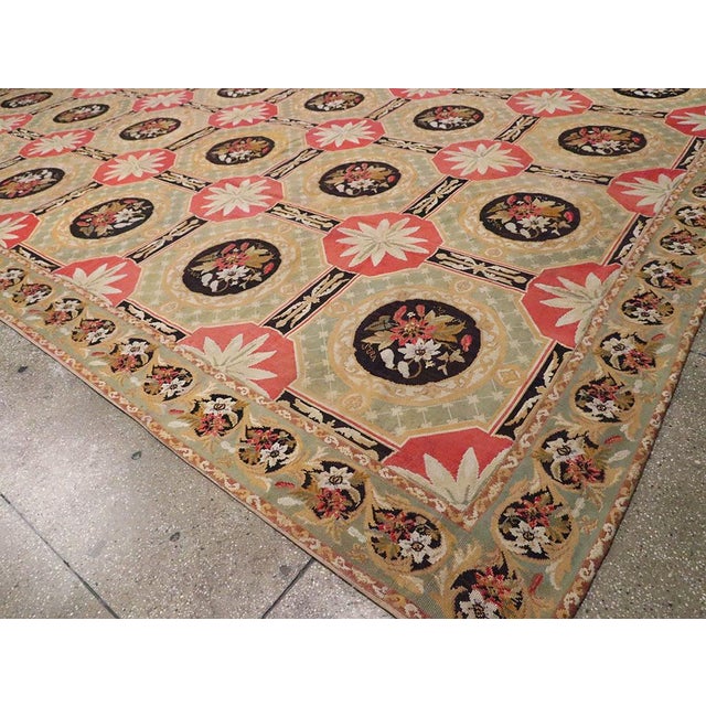 Beige Galerie Shabab Collection Early 20th Century Antique English Needlepoint Large Carpet For Sale - Image 8 of 10