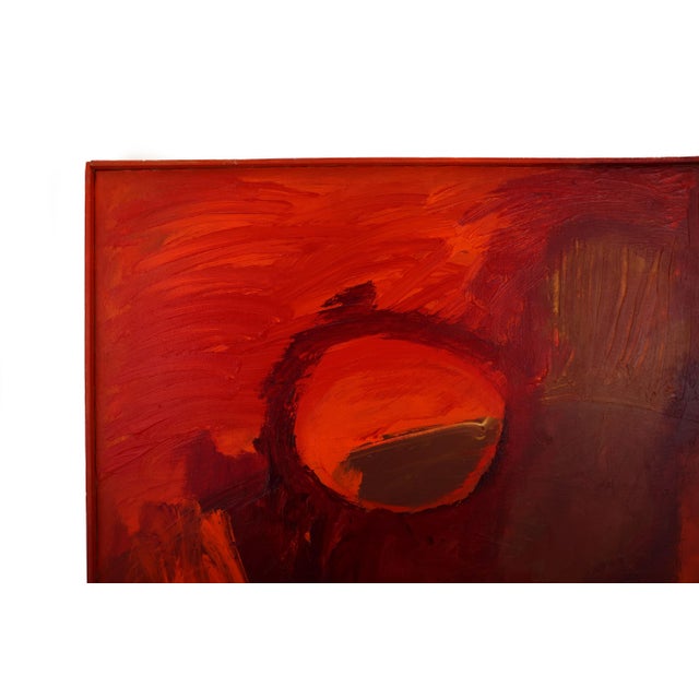 1970s Original Mid Century Modern "Mars Rising" Painting by Artist Virginia Cohn Parkum For Sale - Image 5 of 10