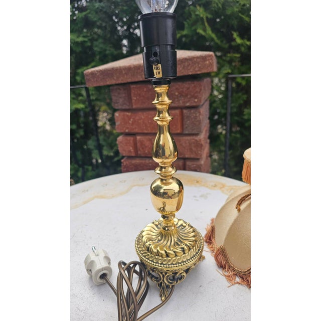 Metal Art Deco Style Brass Lamp, 1940s-1950s For Sale - Image 7 of 8