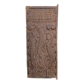 Dogon Multiple Crocodiles Door With Figures Mali African 72.5" H For Sale