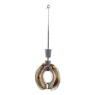 Vintage Chandelier in Steel and Colored Glass from La Luce, Italy, 1970s For Sale