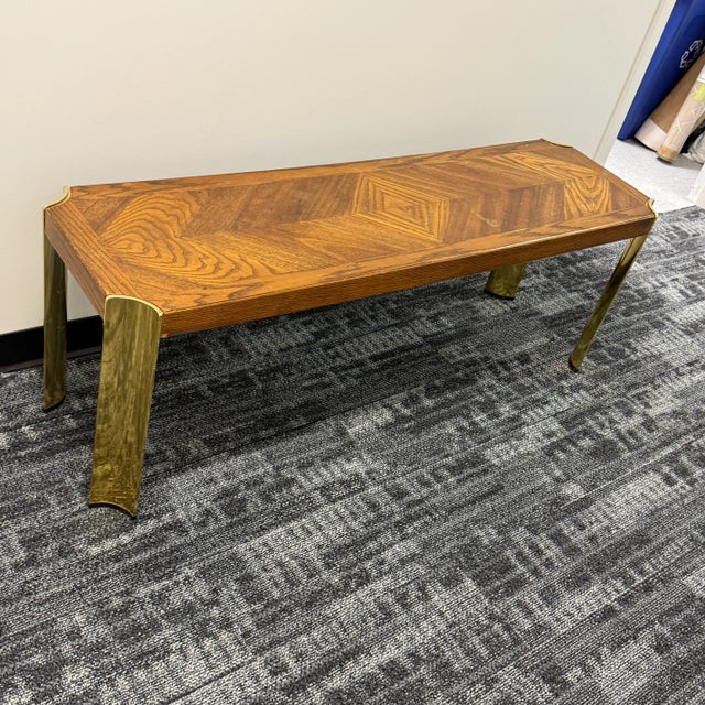 Mid-Century Bench or Table A beautiful mid- century bench or table. It has a distinctive chevron pattern and wood grain...