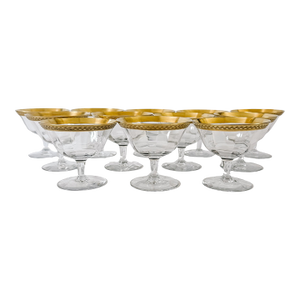 1940 Tiffin-Franciscan Gold Laurel Encrusted Rimmed Sherbet Glasses - Set of 12