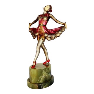 1930s Art Deco Spelter and Onyx Dancer Style Statue For Sale