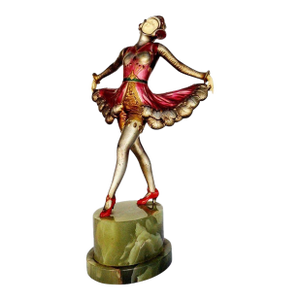 1930s Art Deco Spelter and Onyx Dancer Style Statue