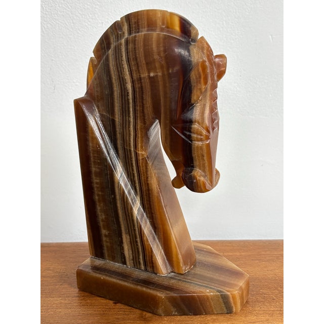 Art Deco Machine Age Art Deco Onyx Trojan Horse Bookend For Sale - Image 3 of 7