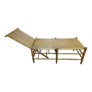 Antique Collapsible Rattan Chaise Lounge For Sale