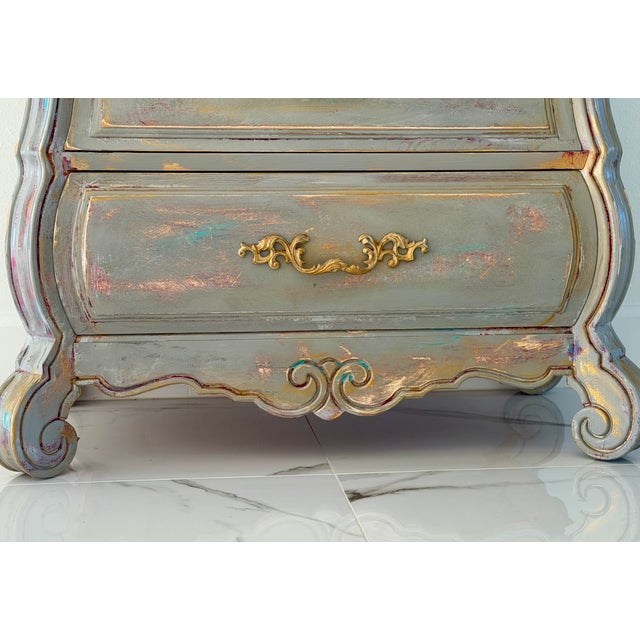 1970s 1970s Artisan-Finished Louis XV Chest with Poetic Script Detail For Sale - Image 5 of 12