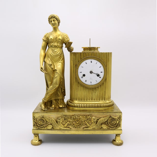 French Empire Gilt Bronze Mantle Clock , France 1810 For Sale - Image 11 of 15