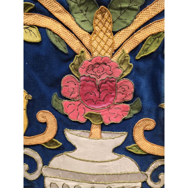 Black Large Floral and Bird Tapestry with Classical Urn, 1920 For Sale - Image 8 of 11