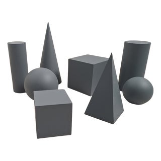 Wooden Geometric-Shape Ornaments in Light Blue Lacquer from Molteni, 1990s, Set of 8 For Sale